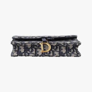 Pre-owned Christian Dior Saddle Navy×Gray jacquard bum bag/waist bag | stylenewstar
