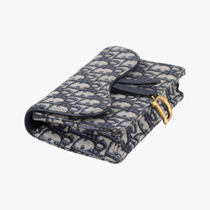 Pre-owned Christian Dior Saddle Navy×Gray jacquard bum bag/waist bag | stylenewstar