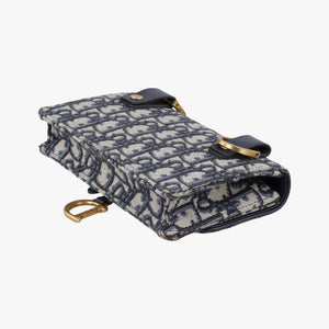Pre-owned Christian Dior Saddle Navy×Gray jacquard bum bag/waist bag | stylenewstar