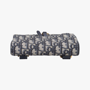 Pre-owned Christian Dior Saddle Navy×Gray jacquard bum bag/waist bag | stylenewstar