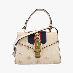 Pre-owned Gucci Sylvie White×black×red Leather 470270 shoulderbag | stylenewstar