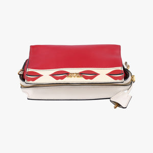 Secondhand Prada lip print Esplanade Red×white Leather 1BH043 shoulderbag | stylenewstar