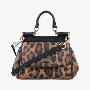 Pre-owned Dolce & Gabbana SICILY Leopard Multicolour PVC coated canvas shoulderbag | stylenewstar
