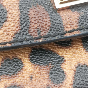 Pre-owned Dolce & Gabbana SICILY Leopard Multicolour PVC coated canvas shoulderbag | stylenewstar