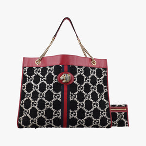 Vintage Gucci Rajah Black × Red × Multi Tweed × Leather 537219 shoulderbag | stylenewstar