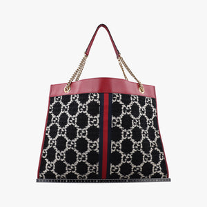 Vintage Gucci Rajah Black × Red × Multi Tweed × Leather 537219 shoulderbag | stylenewstar