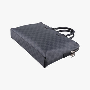 Pre-owned Louis Vuitton Porte Documents Jour Noir Damier Graphite N48224 handbag | stylenewstar