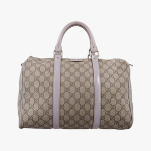 Vintage Gucci GG plus Spring Joy GG Supreme beige×purple PVC coated canvas×patent 193603 handbag | stylenewstar