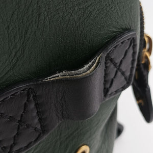 Pre-owned Celine Luggage Mini Shopper Green×black Leather handbag | stylenewstar