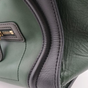 Pre-owned Celine Luggage Mini Shopper Green×black Leather handbag | stylenewstar