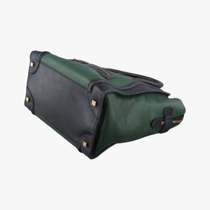 Pre-owned Celine Luggage Mini Shopper Green×black Leather handbag | stylenewstar