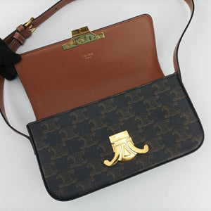 Pre-owned Celine Claude TRIOMPHE Brown PVC coated canvas shoulderbag | stylenewstar