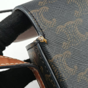 Pre-owned Celine Claude TRIOMPHE Brown PVC coated canvas shoulderbag | stylenewstar