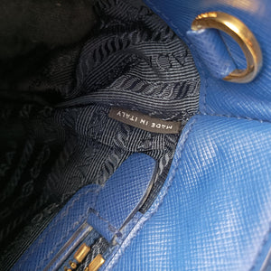 Pre-owned Prada Galleria Blue SAFFIANO Leather BN2274 shoulderbag | stylenewstar