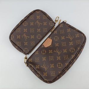 Secondhand Louis Vuitton MULTI POCHETTE ACCESSOIRES MARRON×ROSE CLAIRE Monogram Canvas M44840 shoulderbag | stylenewstar