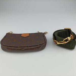 Secondhand Louis Vuitton MULTI POCHETTE ACCESSOIRES MARRON×ROSE CLAIRE Monogram Canvas M44840 shoulderbag | stylenewstar