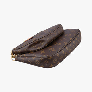 Secondhand Louis Vuitton MULTI POCHETTE ACCESSOIRES MARRON×ROSE CLAIRE Monogram Canvas M44840 shoulderbag | stylenewstar