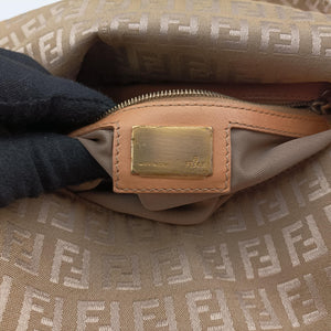 Pre-owned Fendi Baguette Zucchino Beige canvas×leather 8BR001 shoulderbag | stylenewstar