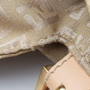 Pre-owned Fendi Baguette Zucchino Beige canvas×leather 8BR001 shoulderbag | stylenewstar