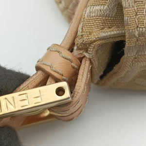 Pre-owned Fendi Baguette Zucchino Beige canvas×leather 8BR001 shoulderbag | stylenewstar