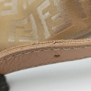 Pre-owned Fendi Baguette Zucchino Beige canvas×leather 8BR001 shoulderbag | stylenewstar
