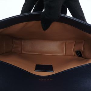 Pre-owned Gucci Horsebit 1955 Blue× Navy Tweed×Leather 658574 shoulderbag | stylenewstar