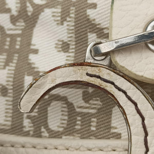 Pre-owned Christian Dior Trotter Flower Line White x Beige x Multicolor Canvas × Leather handbag | stylenewstar