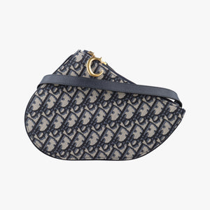 Secondhand Christian Dior Saddle Navy×gray Jacquard shoulderbag | stylenewstar