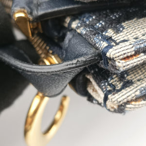 Secondhand Christian Dior Saddle Navy×gray Jacquard shoulderbag | stylenewstar
