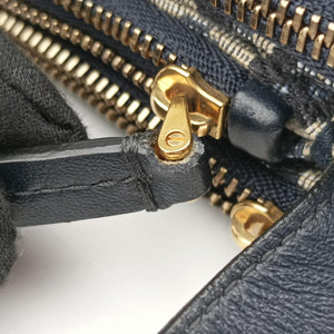 Secondhand Christian Dior Saddle Navy×gray Jacquard shoulderbag | stylenewstar
