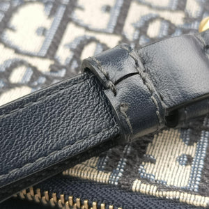 Secondhand Christian Dior Saddle Navy×gray Jacquard shoulderbag | stylenewstar