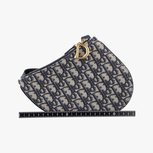 Secondhand Christian Dior Saddle Navy×gray Jacquard shoulderbag | stylenewstar