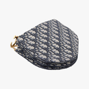 Secondhand Christian Dior Saddle Navy×gray Jacquard shoulderbag | stylenewstar