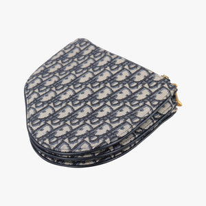 Secondhand Christian Dior Saddle Navy×gray Jacquard shoulderbag | stylenewstar