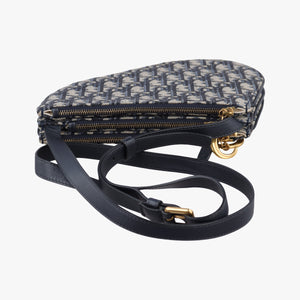 Secondhand Christian Dior Saddle Navy×gray Jacquard shoulderbag | stylenewstar