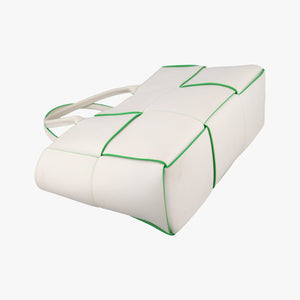 Vintage Bottega Veneta THE ARCO Tote White×Green lambskin handbag | stylenewstar