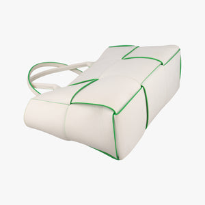 Vintage Bottega Veneta THE ARCO Tote White×Green lambskin handbag | stylenewstar