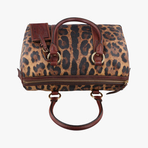 Pre-owned Dolce & Gabbana Crespo Leopard Animalier Multicolour PVC coated canvas handbag | stylenewstar