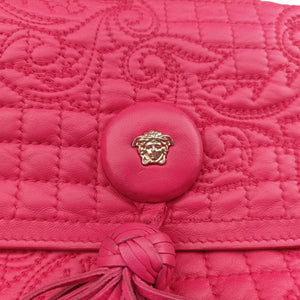 Pre-owned VERSACE quilted chain Rose leather shoulderbag | stylenewstar