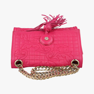 Pre-owned VERSACE quilted chain Rose leather shoulderbag | stylenewstar