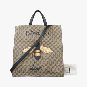 Vintage Gucci GG Supreme Bee Beige×black PVC coated canvas×Leather 450950 shoulderbag | stylenewstar