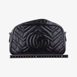 Pre-owned Gucci GG Marmont Black Leather 447632 shoulderbag | stylenewstar