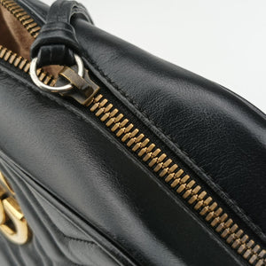 Pre-owned Gucci GG Marmont Black Leather 447632 shoulderbag | stylenewstar