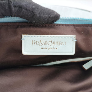 Vintage Yves Saint Laurent Rive Gauche Mombasa Light Blue Suede 205118 shoulderbag | stylenewstar