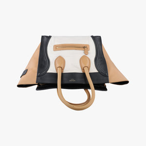 Pre-owned Celine Luggage Mini Shopper Beige×white×black Leather handbag | stylenewstar
