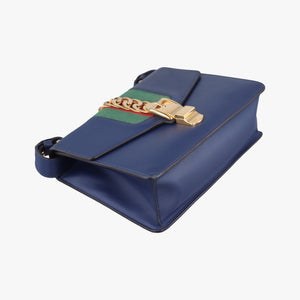 Pre-owned Gucci Sylvie Blue Leather 421882 shoulderbag | stylenewstar