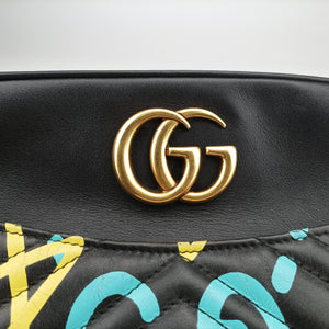 Pre-owned Gucci GG Marmont Black×multicolor Leather 443499 shoulderbag | stylenewstar