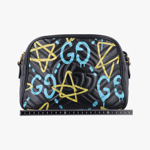 Pre-owned Gucci GG Marmont Black×multicolor Leather 443499 shoulderbag | stylenewstar