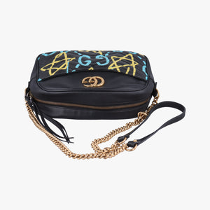 Pre-owned Gucci GG Marmont Black×multicolor Leather 443499 shoulderbag | stylenewstar