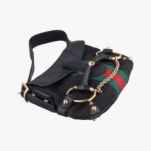 Secondhand Gucci Horsebit Black canvas×Leather 131094 handbag | stylenewstar